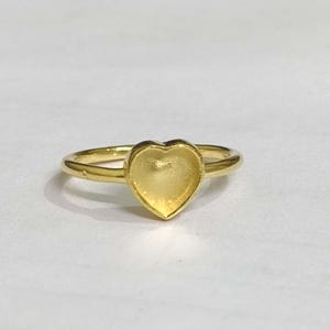 925 silver gold plated Heart ring collet 3x3mm- 30x30mm Heart shape bezel cup blank ring making, jewelry supplies, Breast Milk ring