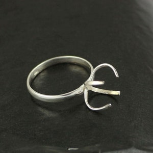 925 Sterling Silver Round Prong Ring, Plain Prong Cup Round Open Blank Ring, Setting For Making Ring 5 mm To 20 mm, DIY Jewelry Supplies