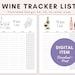 Printable Wine List, Wine Journal, Wine Tracker A4/ A5/ Letter Sizes ...