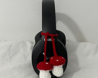 Crochet mushroom headphone accessory