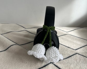 Crochet lily of the valley headphone accessory
