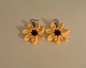 Crochet sunflower earrings