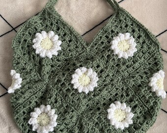 Crochet daisy tote bag PDF pattern