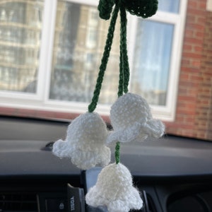 Crochet lily of the valley car hanging PDF pattern