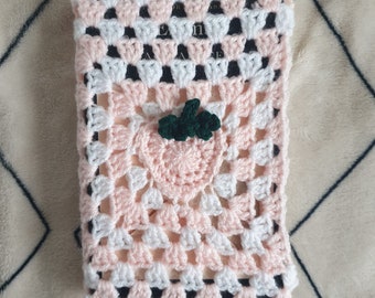 Crochet strawberry book sleeve