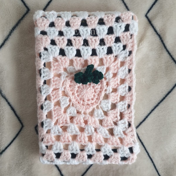 Crochet strawberry book sleeve