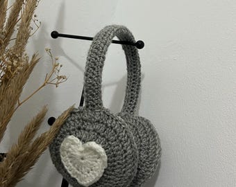 Crochet heart earmuffs