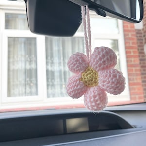 Crochet stuffed flower car hanging pdf pattern