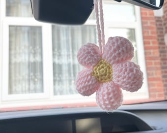 Crochet stuffed flower car hanging pdf pattern