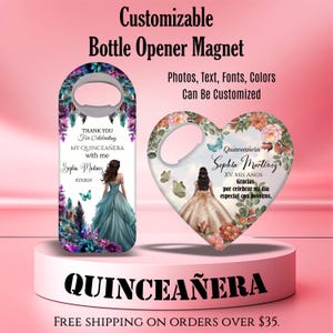Regalos de recuerdo para quinceañera: imanes abridores de botellas personalizables