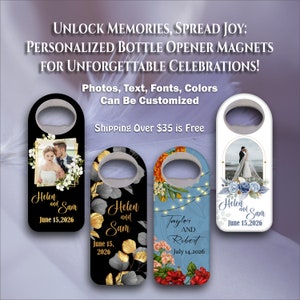 Personalized Wedding and Event Favors - Custom Bottle Opener Magnets