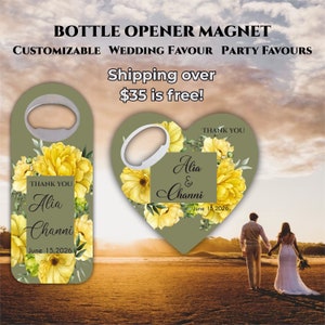 Customizable bottle opener magnet, Wedding favors, Party favours, Party decor