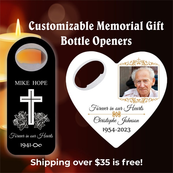 Personalized Memorial Bottle Opener Favors: Celebration of Life Gifts