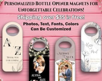 Personalized Bottle Opener Magnet: Custom Wedding & Event Favor