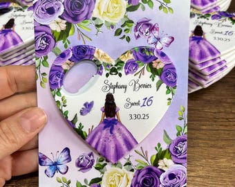 Personalized Quinceañera Bottle Opener Magnet: Custom Photo Party Favor