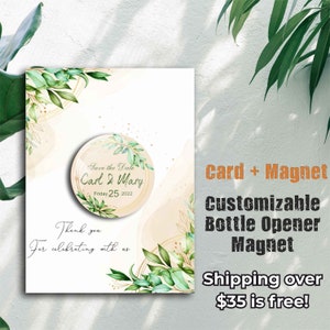 Aimants de carte de faveur de mariage personnalisables,