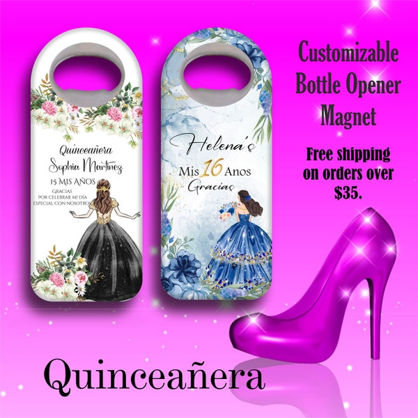 Keepsake Quinceanera Gifts  -  Customizable Bottle Opener Magnets