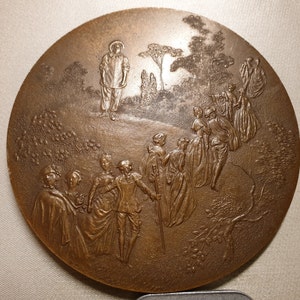 Antoine Watteau Roccoco Painter french art medal 72mm bronze
