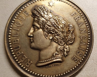 1887 silver Ceres award French medal agriculture 51mm