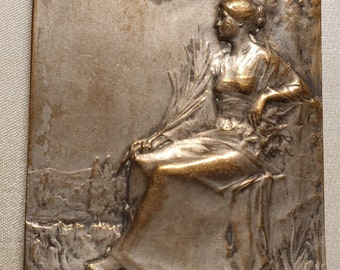 1925 bronze plaque chanson française singing award