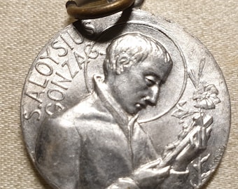 St Aloysius Gonzaga French religious tiny 21mm pendant medal