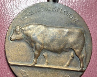 Royaume de Belgique rare vintage 1956 art deco medal Bull Award