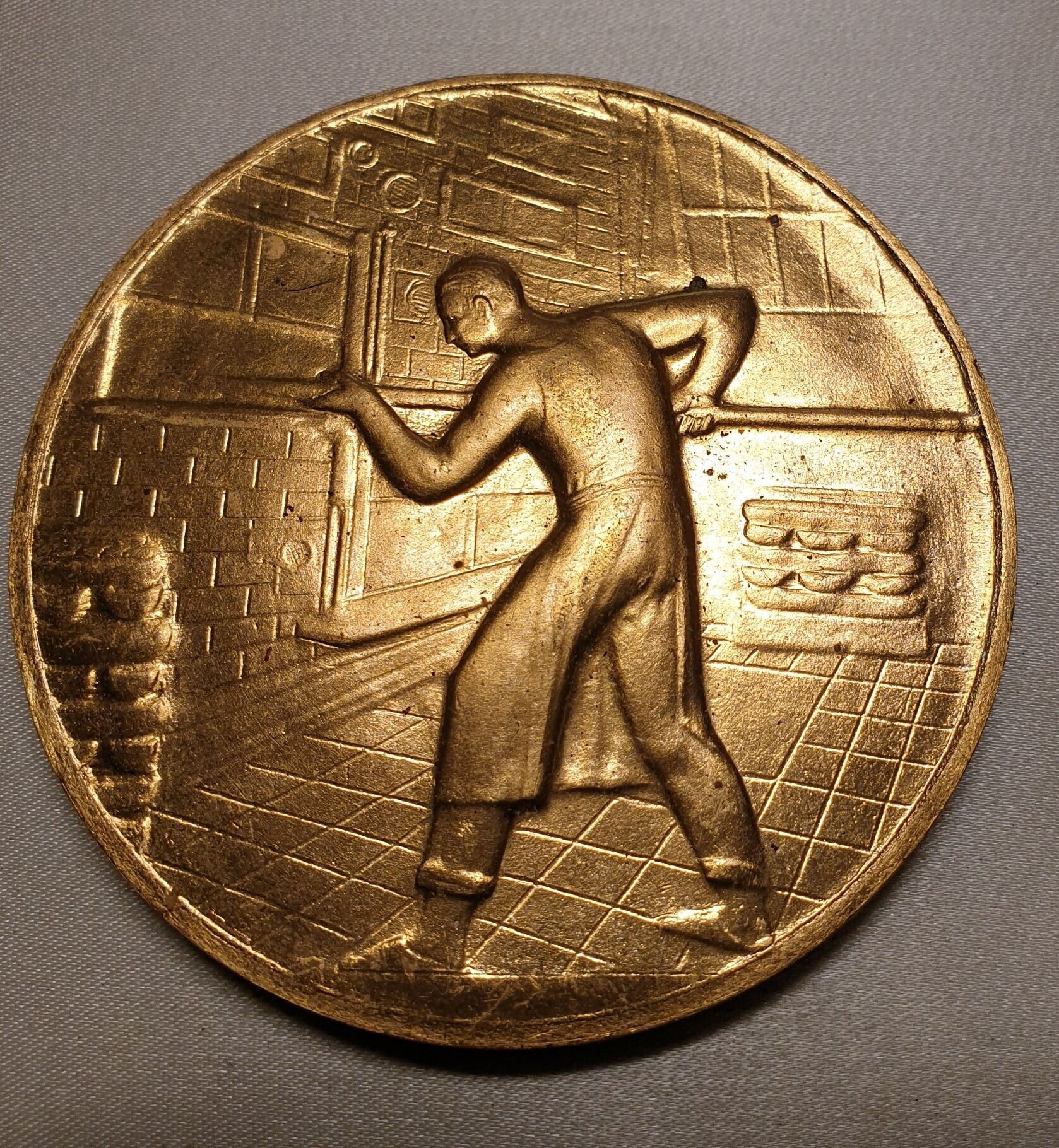 French art medal culinary bakery boulanger traditionnel gold plated bronze gastronomy