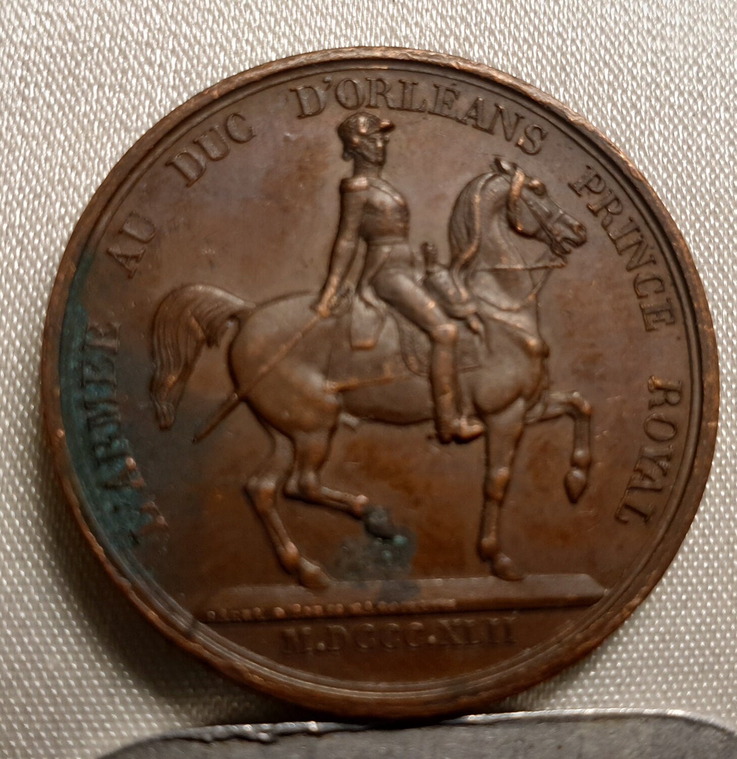 1842 Louis Philippe 27mm historical medal Duc Orléans horse prince royal