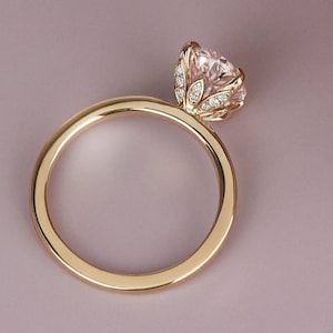 14k Round Cut Moissanite Engagement Ring, Round Solitaire Ring, 18k Solid Gold Ring, Anniversary Gift Ring, Bridal Ring, Personalized Gift