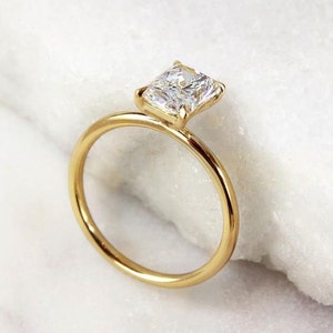 Radiant Cut Moissanite Solitaire Ring: 14k Gold Engagement Ring