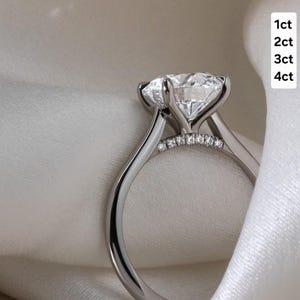 Anillo de compromiso de moissanita en oro macizo de 14k de 1 a 4 quilates: Anillo de boda solitario redondo