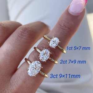 Anel de noivado de moissanita com corte oval, anel solitário, aliança de casamento, anel de ouro maciço 14k, presente para ela, anel de pedido de casamento, presente personalizado
