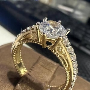 Unique Anniversary Ring Moissanite , 1 Carat Diamond Ring, Handmade Jewelry, Moissanite Engagement Ring, diamond ring. lab diamond ring