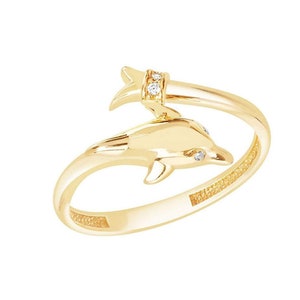 14K Gold Ring | Silver Dolphin Ring, Unique Dolphin Ring | Koi Fish Animal Ring | Gift for Her