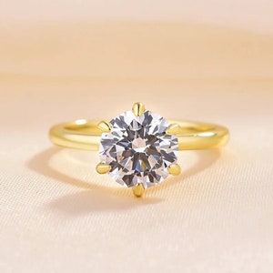 14k Gold Moissanite Engagement Ring: 6-Prong Solitaire Promise Ring