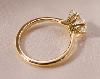 1CT 2CT 3CT Moissanite Engagement Ring, solitaire silver ring, Wedding Ring, 14k solid gold ,  Gift For Her, Proposal Ring, Customized Gift,
