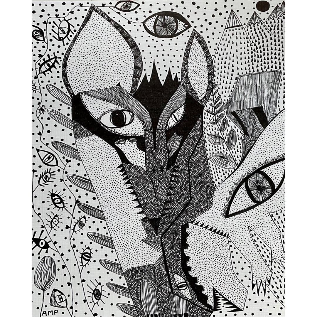 Fox Ink Drawing: Minimalist, Original Drawing Anna Margaretha ...