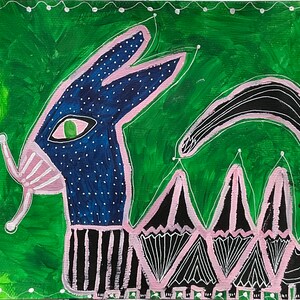 Lumaca divergente. Opera d'arte contemporanea originale di Anna Margaretha Pettersson. Acrilico su carta. A3.