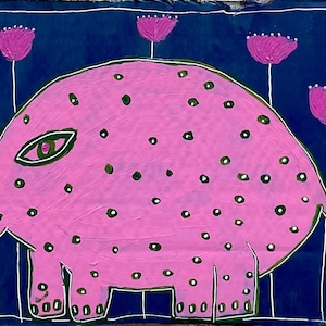 Ellie. Obra contemporánea original de Anna Margaretha Pettersson. Acrílico sobre cartón reciclado. 17,5 x 32,5 cm.