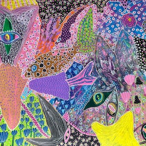 Mermaids - Original Mixed Media Artwork on Paper l Whimsical Pastel Mermaid Painting l Fantasy Ocean Wall Art by Swedish Autistic Artist