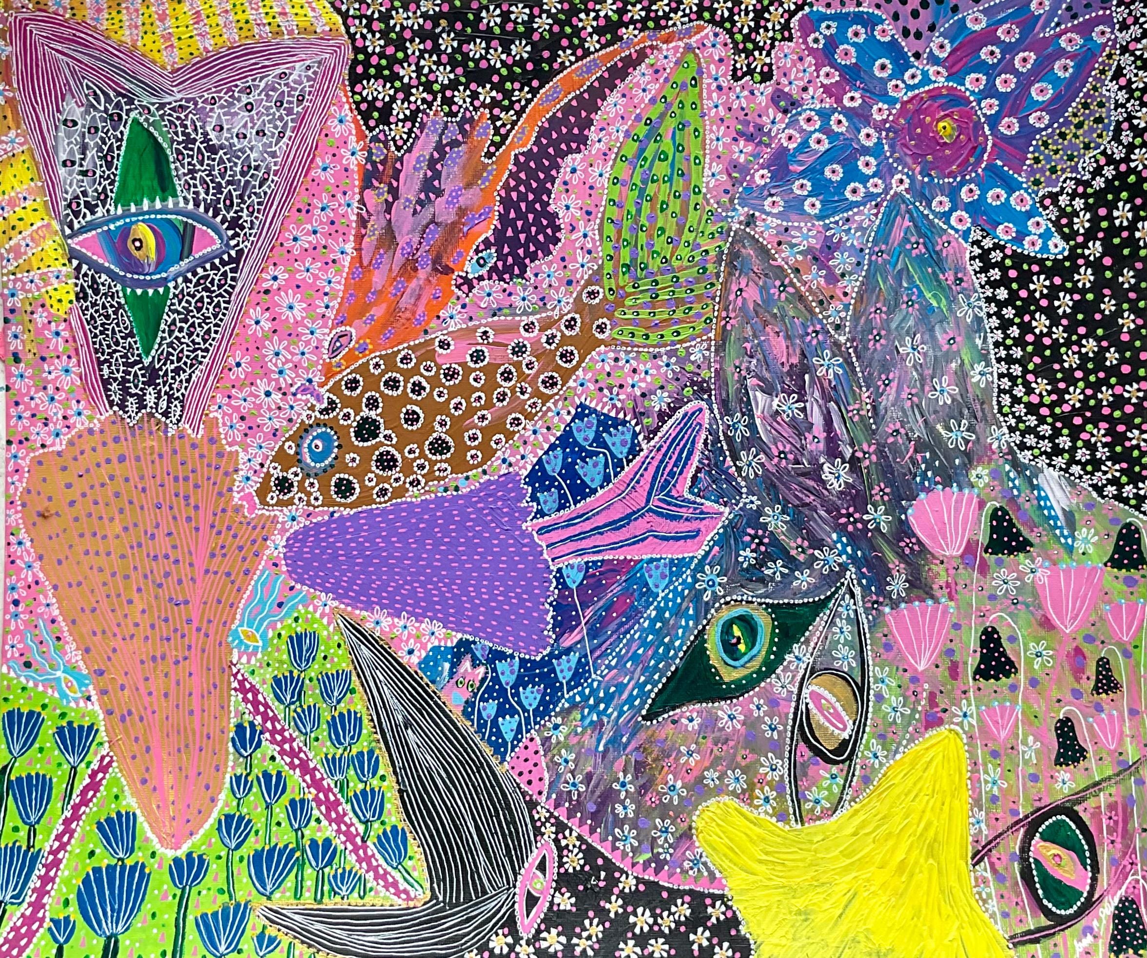 気まぐれな人魚の絵画：スウェーデン人アーティストによるオリジナルのミクストメディアアート