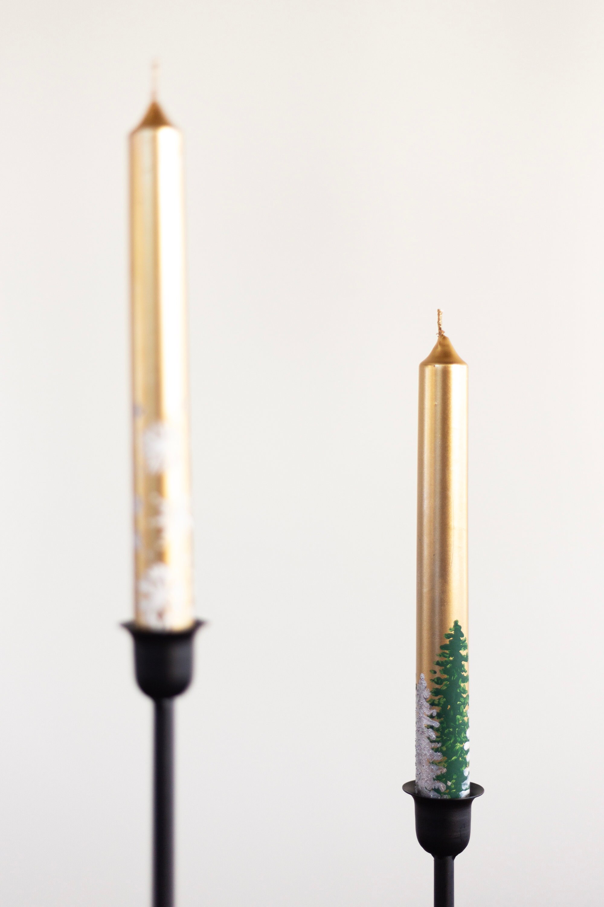 Handpainted Christmas Taper Candles, Customized for You Choose the