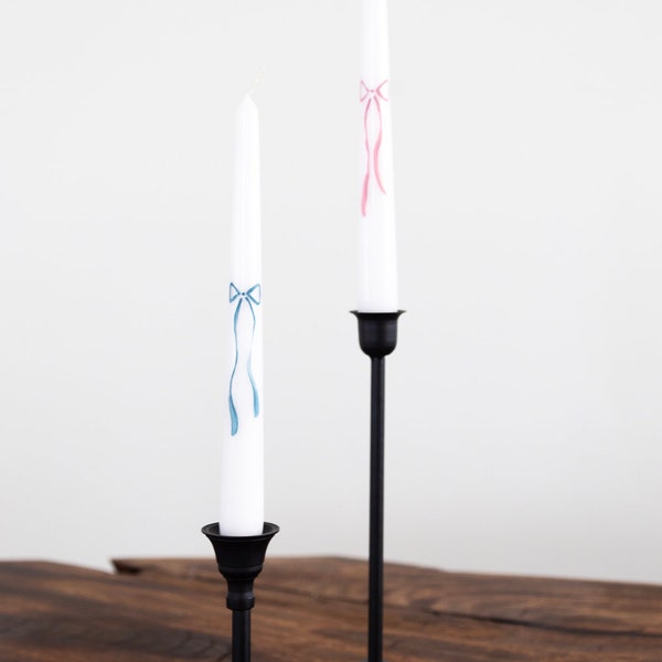 Hand-painted Large Bow Candle | Made-to-order candles are the perfect decoration for any bridal shower, birthday party, or baby shower