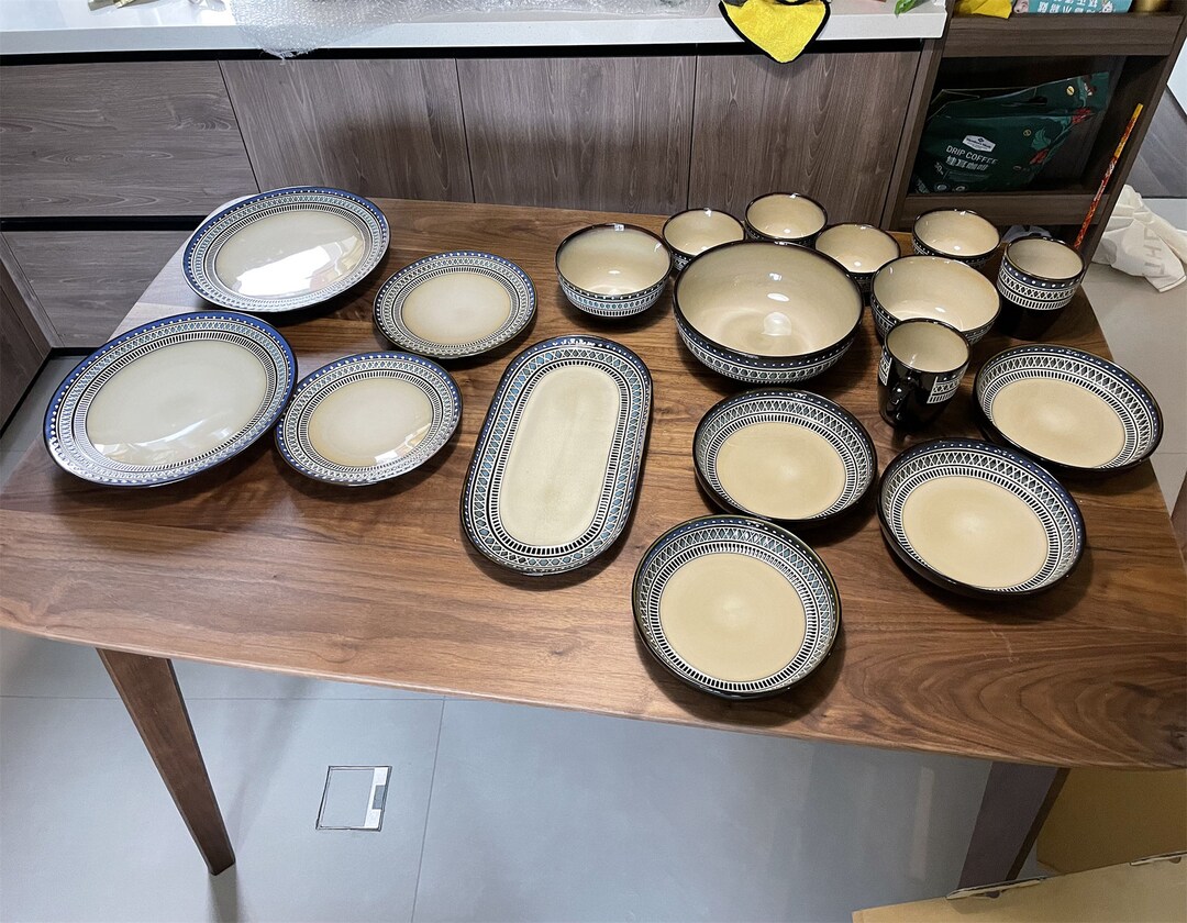 Hand Painted Pottery Dinnerware Set for 4hand Painted Plates Etsy