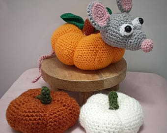 Crochet Pattern Pumpkin Mouse | Amigurumi Autumn Decoration | PDF Pattern