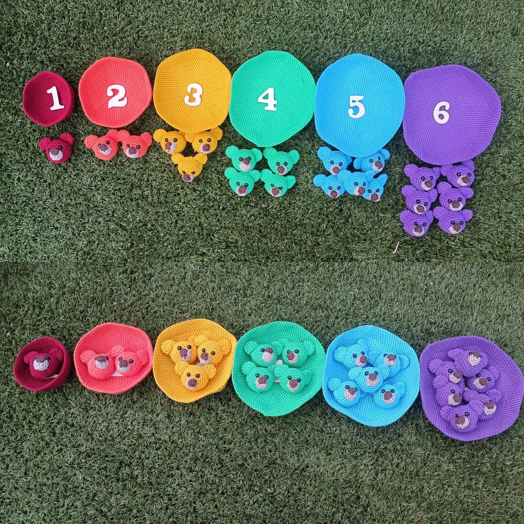 Color Sorting Game Bears Crochet Pattern PDF | Educational Crochet Toy ...