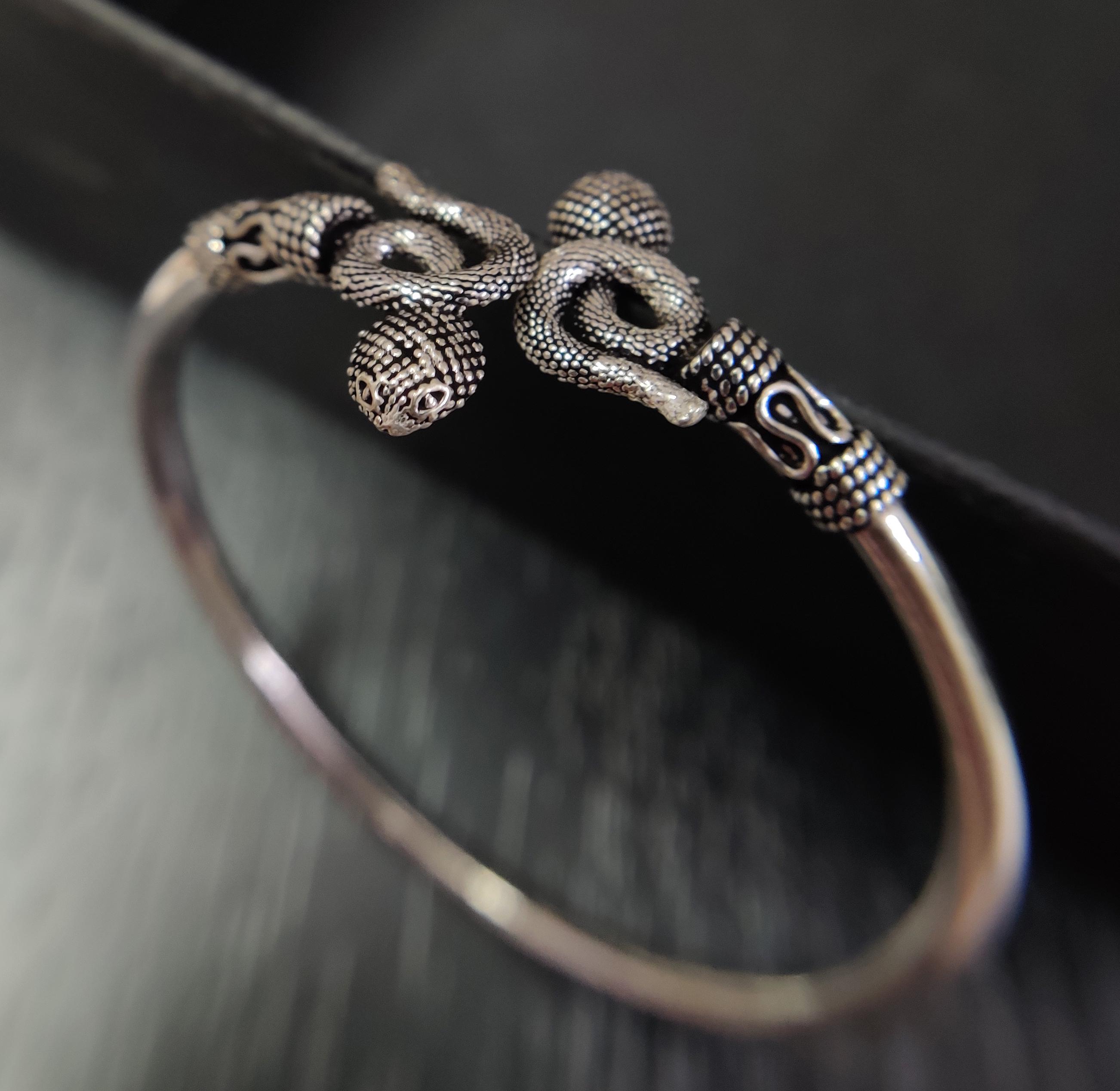 Tatuaggio Bracciale Serpente Bracciale Rigido In Argento A Forma Di