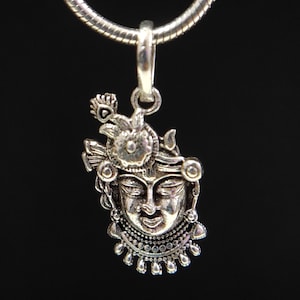 925 Sterling Silver Lord Krishna Hindu God Pendant, Shrinath ji Face Pendant, Nathdwara God Pendant, Hindu Spiritual Jewelry for Her/him