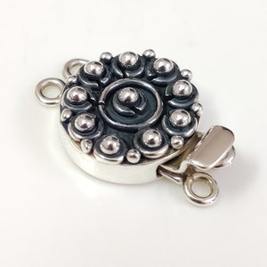 Solid 925 Sterling Silver box Clasp, Oxidized Silver Box Clasp, Antique Design Box Clasp, Round Box Clasp Necklace Making Hook Clasp
