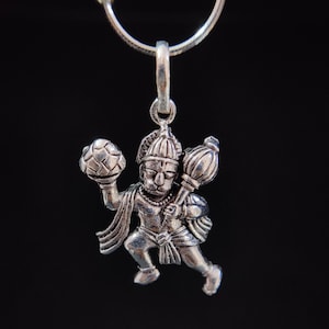 Lord Hanuman Sterling Silver Pendant: Hindu Monkey God Religious Jewelry